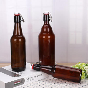 Best Selling Amber Glass Beer Bottle with Swing Metal Lid